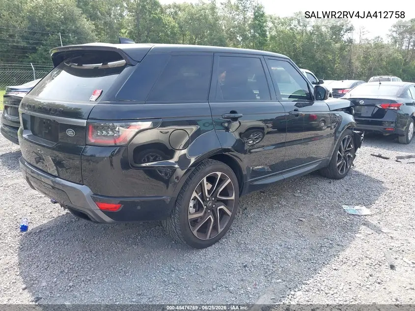 2018 Land Rover Range Rover Sport Hse VIN: SALWR2RV4JA412758 Lot: 45476769