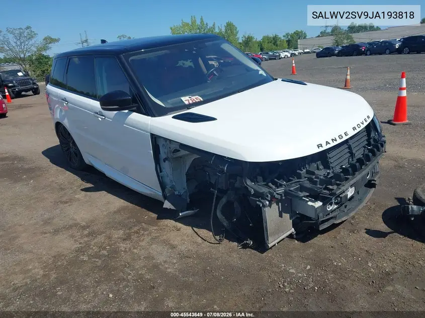 2018 Land Rover Range Rover Sport Hse Dynamic VIN: SALWV2SV9JA193818 Lot: 45543649