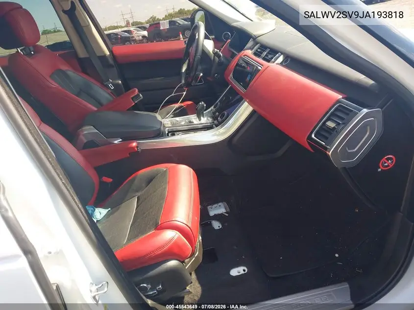 2018 Land Rover Range Rover Sport Hse Dynamic VIN: SALWV2SV9JA193818 Lot: 45543649