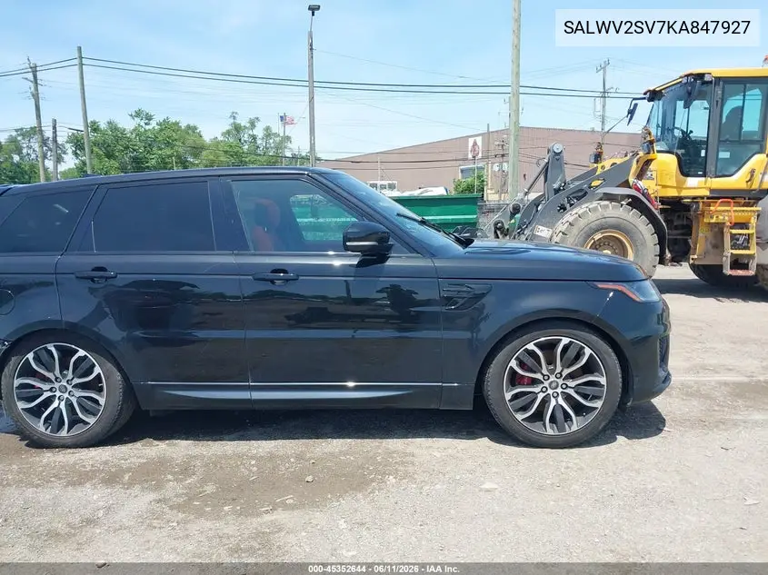 2019 Land Rover Range Rover Sport Hse Dynamic VIN: SALWV2SV7KA847927 Lot: 45352644