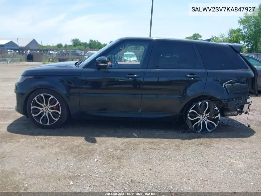 2019 Land Rover Range Rover Sport Hse Dynamic VIN: SALWV2SV7KA847927 Lot: 45352644
