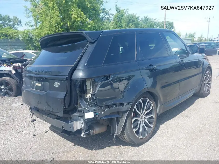 2019 Land Rover Range Rover Sport Hse Dynamic VIN: SALWV2SV7KA847927 Lot: 45352644