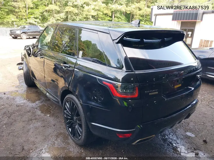 2019 Land Rover Range Rover Sport Supercharged Dynamic VIN: SALWR2RE7KA867539 Lot: 45357450