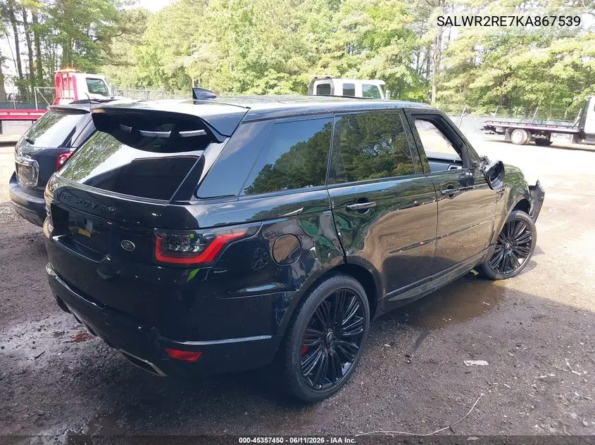 2019 Land Rover Range Rover Sport Supercharged Dynamic VIN: SALWR2RE7KA867539 Lot: 45357450