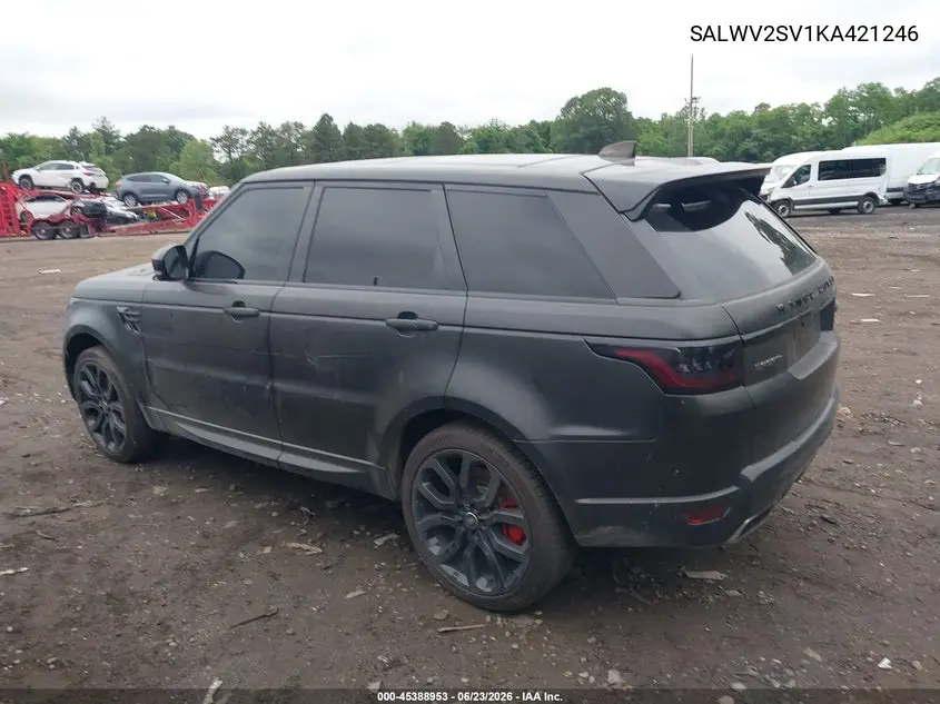 2019 Land Rover Range Rover Sport Hse Dynamic VIN: SALWV2SV1KA421246 Lot: 45388953