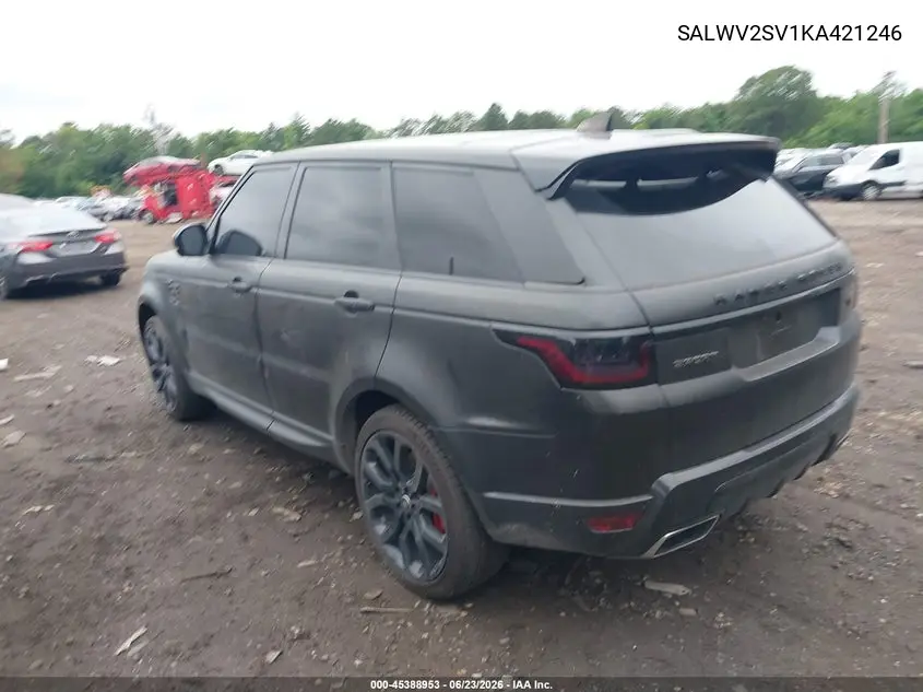 2019 Land Rover Range Rover Sport Hse Dynamic VIN: SALWV2SV1KA421246 Lot: 45388953