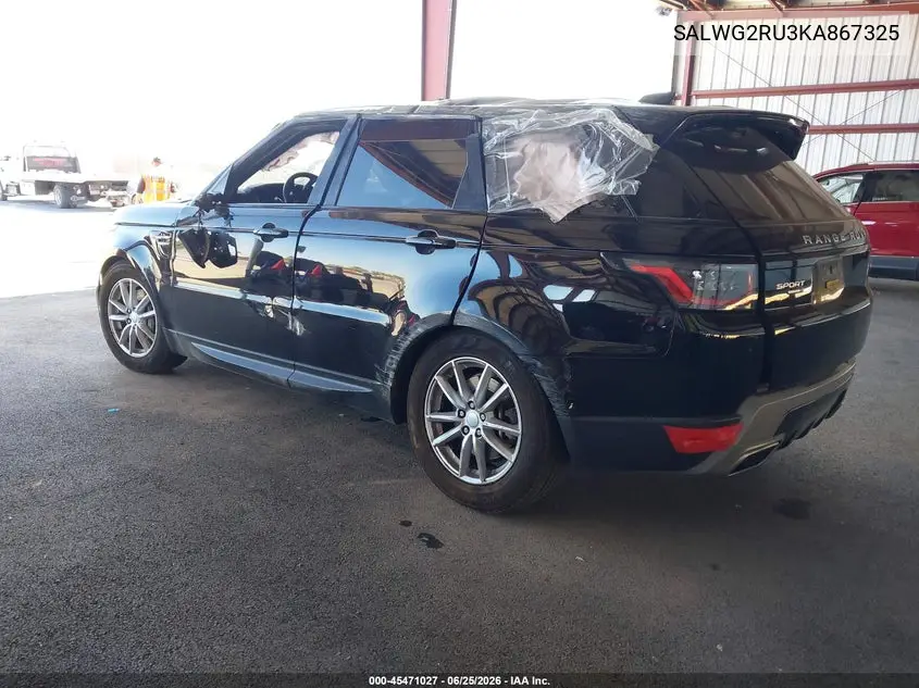 2019 Land Rover Range Rover Sport Se Mhev VIN: SALWG2RU3KA867325 Lot: 45471027