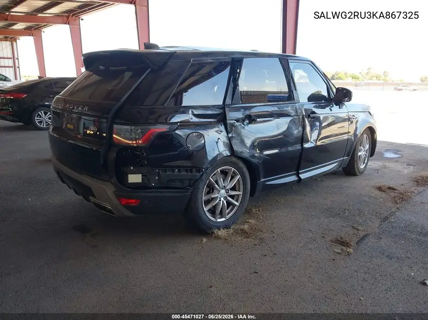 2019 Land Rover Range Rover Sport Se Mhev VIN: SALWG2RU3KA867325 Lot: 45471027