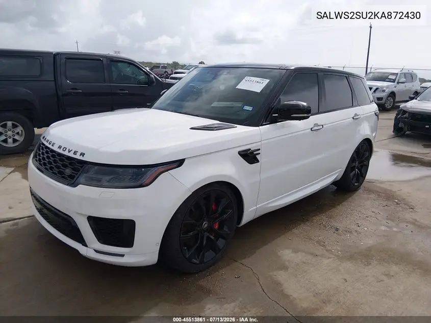 2019 Land Rover Range Rover Sport Hst Mhev VIN: SALWS2SU2KA872430 Lot: 45513861