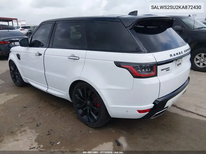 2019 Land Rover Range Rover Sport Hst Mhev VIN: SALWS2SU2KA872430 Lot: 45513861