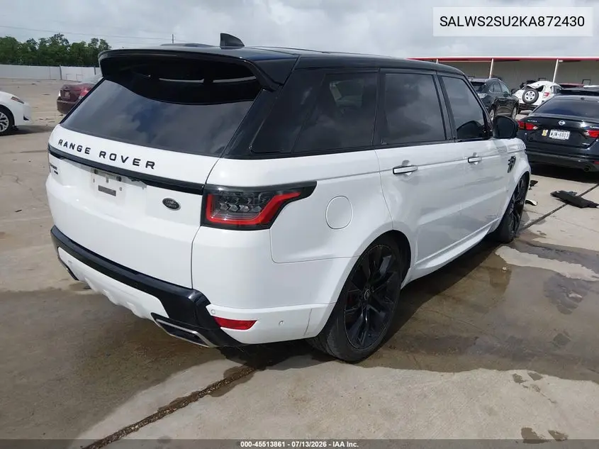 2019 Land Rover Range Rover Sport Hst Mhev VIN: SALWS2SU2KA872430 Lot: 45513861