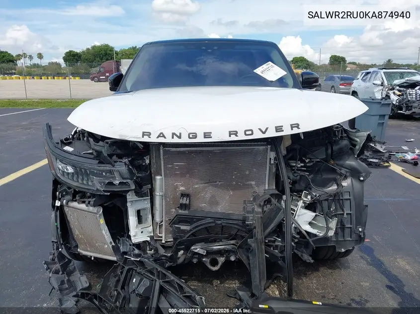 2019 Land Rover Range Rover Sport Hse Mhev VIN: SALWR2RU0KA874940 Lot: 45522715