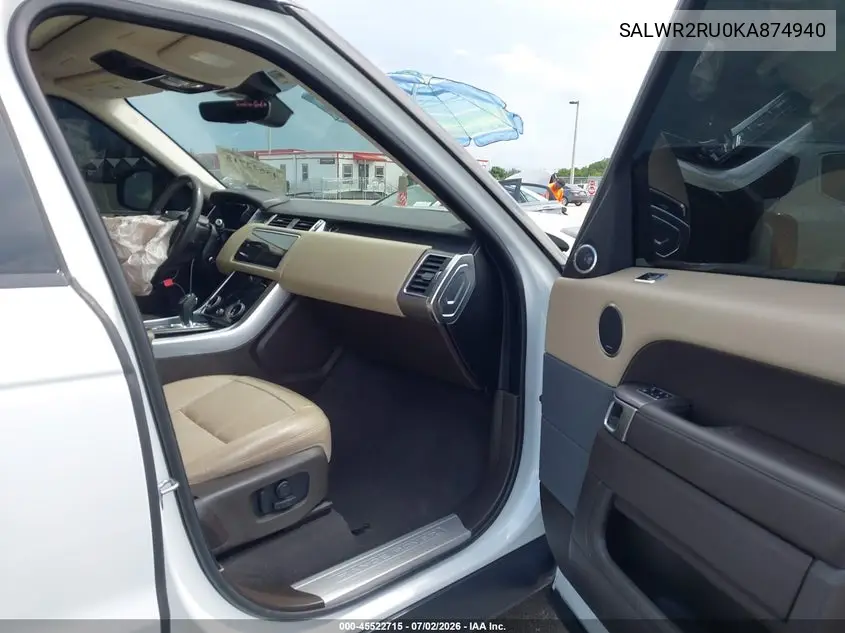2019 Land Rover Range Rover Sport Hse Mhev VIN: SALWR2RU0KA874940 Lot: 45522715