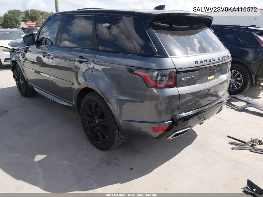 2019 Land Rover Range Rover Sport Hse Dynamic VIN: SALWV2SV0KA416572 Lot: 45545025