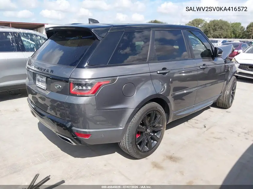 2019 Land Rover Range Rover Sport Hse Dynamic VIN: SALWV2SV0KA416572 Lot: 45545025