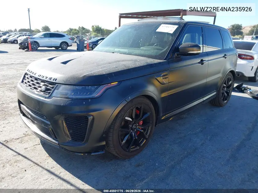 2022 Land Rover Range Rover Sport Svr/Svr Carbon Edition VIN: SALWZ2RE4NA235926 Lot: 45501775