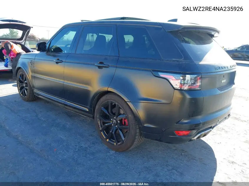 2022 Land Rover Range Rover Sport Svr/Svr Carbon Edition VIN: SALWZ2RE4NA235926 Lot: 45501775