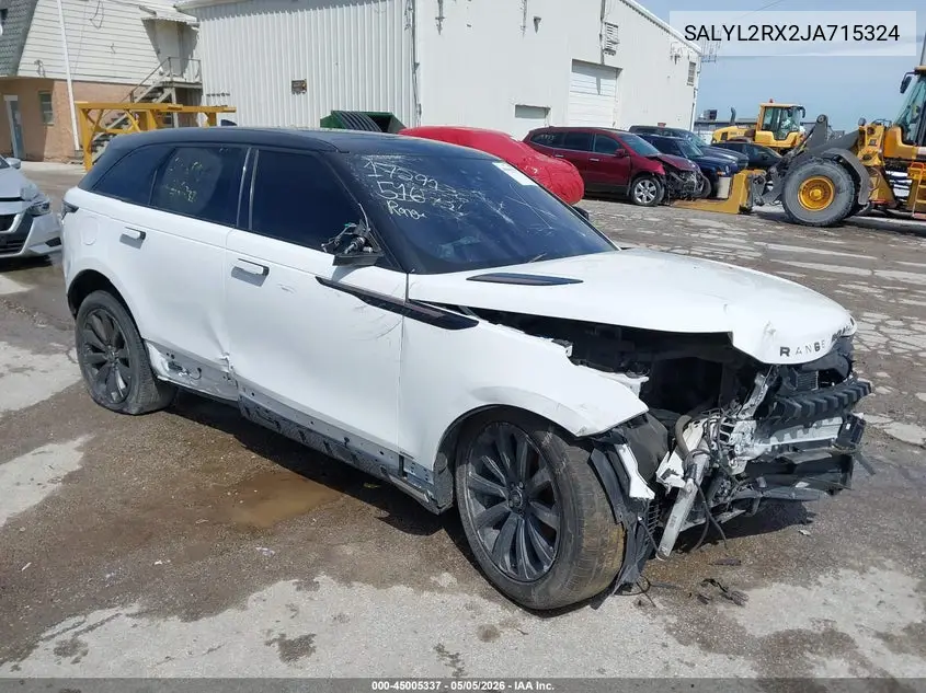 2018 Land Rover Range Rover Velar P250 Se R-Dynamic VIN: SALYL2RX2JA715324 Lot: 45005337