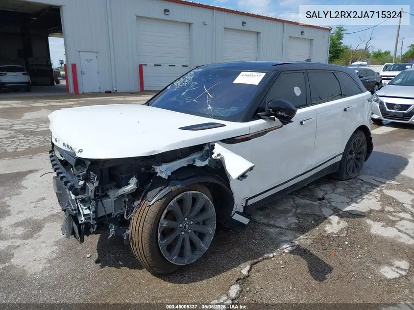 2018 Land Rover Range Rover Velar P250 Se R-Dynamic VIN: SALYL2RX2JA715324 Lot: 45005337