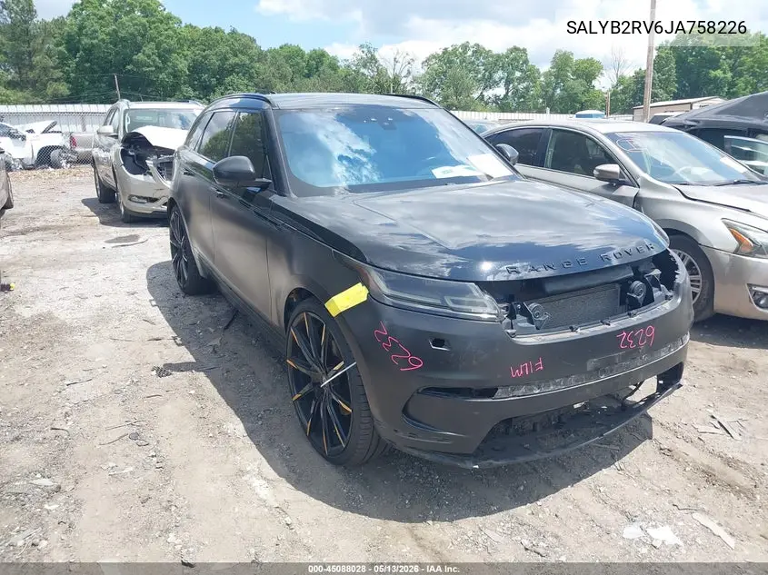 2018 Land Rover Range Rover Velar P380 S VIN: SALYB2RV6JA758226 Lot: 45088028
