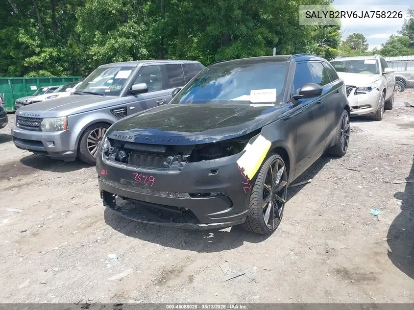 2018 Land Rover Range Rover Velar P380 S VIN: SALYB2RV6JA758226 Lot: 45088028