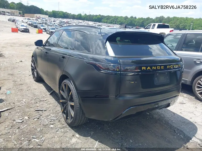 2018 Land Rover Range Rover Velar P380 S VIN: SALYB2RV6JA758226 Lot: 45088028