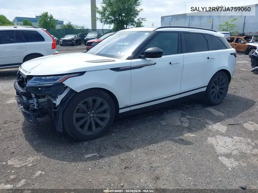 2018 Land Rover Range Rover Velar P380 Se R-Dynamic VIN: SALYL2RV7JA759060 Lot: 45166467