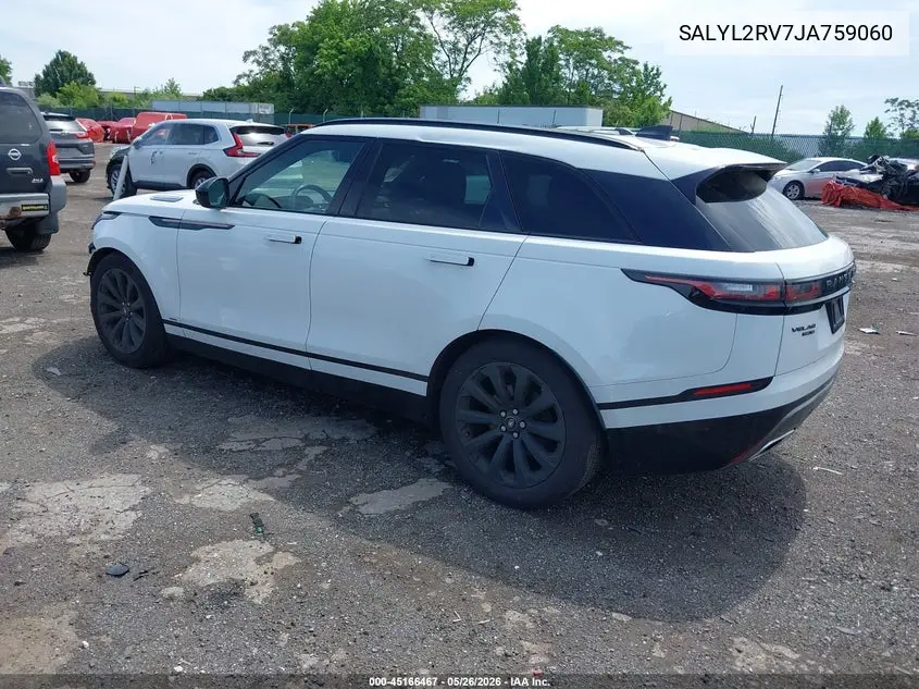 2018 Land Rover Range Rover Velar P380 Se R-Dynamic VIN: SALYL2RV7JA759060 Lot: 45166467