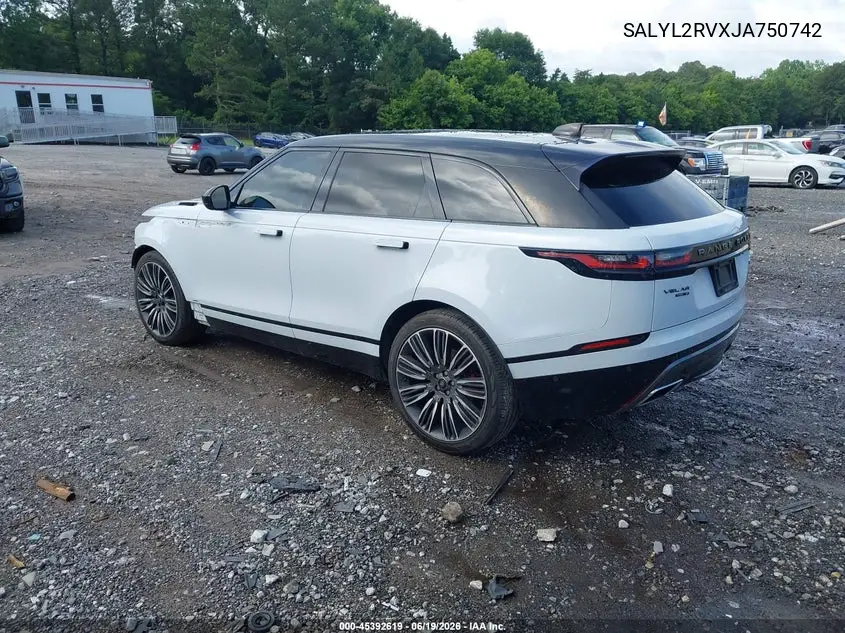 2018 Land Rover Range Rover Velar P380 Se R-Dynamic VIN: SALYL2RVXJA750742 Lot: 45392619