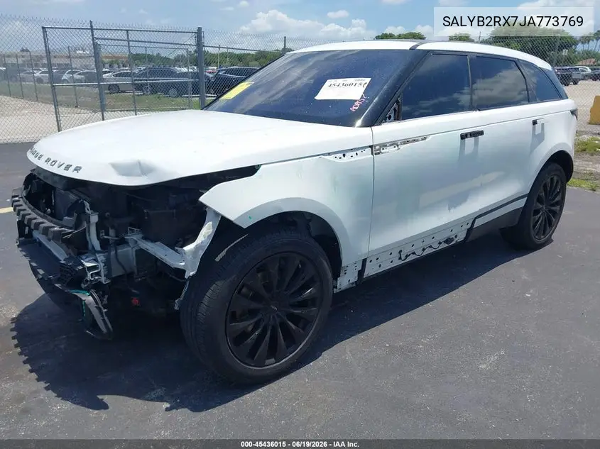 2018 Land Rover Range Rover Velar P250 S VIN: SALYB2RX7JA773769 Lot: 45436015