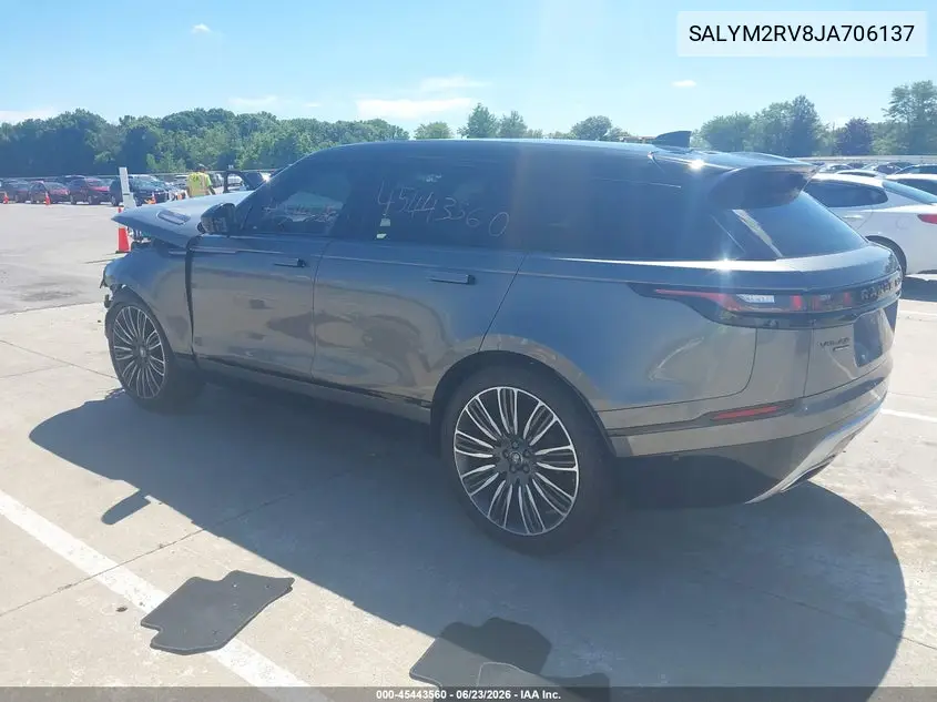 2018 Land Rover Range Rover Velar P380 First Edition/P380 Hse R-Dynamic VIN: SALYM2RV8JA706137 Lot: 45443560