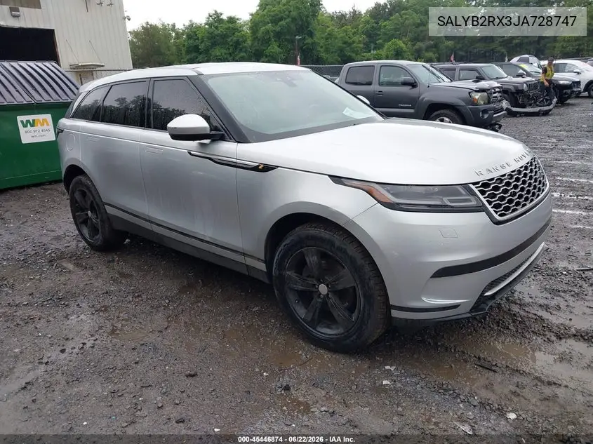 2018 Land Rover Range Rover Velar P250 S VIN: SALYB2RX3JA728747 Lot: 45446874