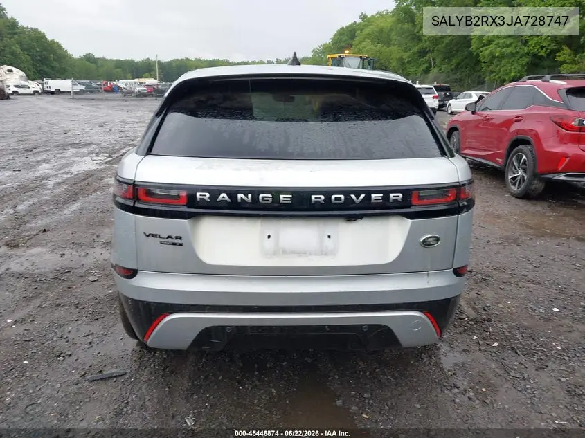 2018 Land Rover Range Rover Velar P250 S VIN: SALYB2RX3JA728747 Lot: 45446874