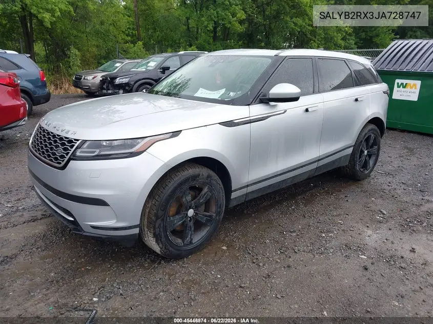 2018 Land Rover Range Rover Velar P250 S VIN: SALYB2RX3JA728747 Lot: 45446874
