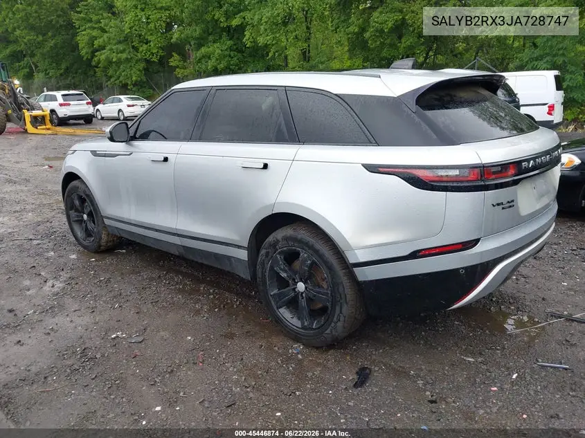 2018 Land Rover Range Rover Velar P250 S VIN: SALYB2RX3JA728747 Lot: 45446874