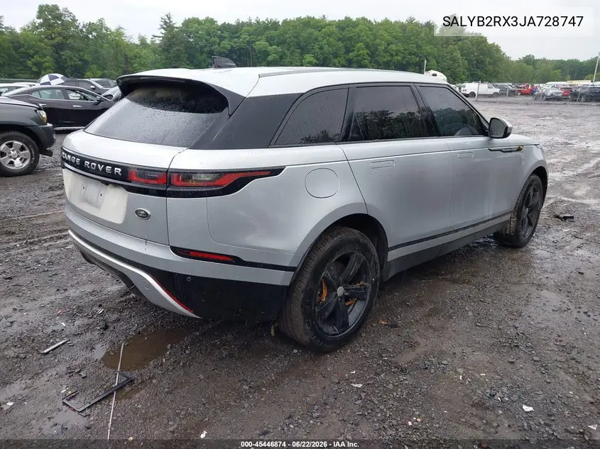 2018 Land Rover Range Rover Velar P250 S VIN: SALYB2RX3JA728747 Lot: 45446874