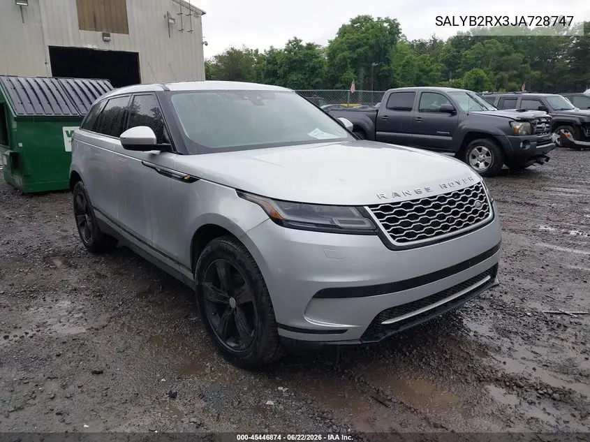 2018 Land Rover Range Rover Velar P250 S VIN: SALYB2RX3JA728747 Lot: 45446874