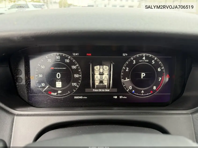 2018 Land Rover Range Rover Velar R-Dynamic Hse VIN: SALYM2RV0JA706519 Lot: 45456643