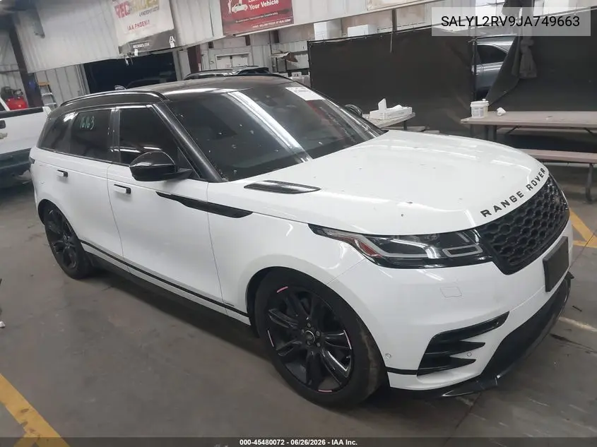 2018 Land Rover Range Rover Velar P380 Se R-Dynamic VIN: SALYL2RV9JA749663 Lot: 45480072