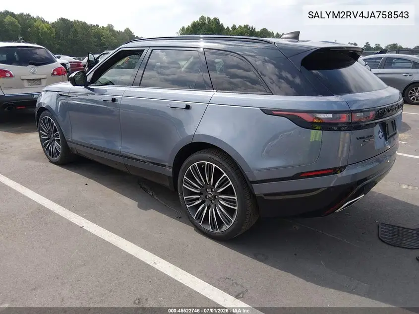 2018 Land Rover Range Rover Velar P380 First Edition/P380 Hse R-Dynamic VIN: SALYM2RV4JA758543 Lot: 45522746