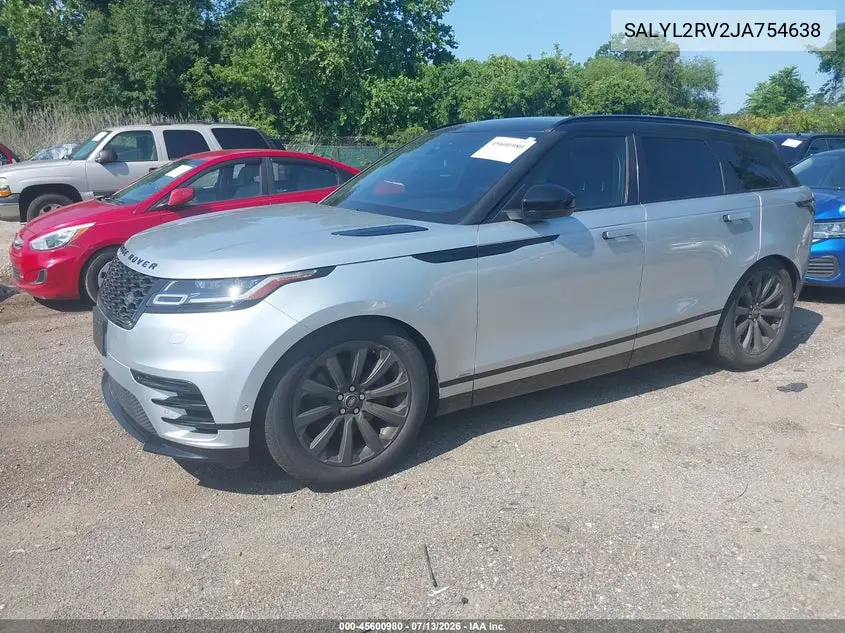 2018 Land Rover Range Rover Velar P380 Se R-Dynamic VIN: SALYL2RV2JA754638 Lot: 45600980