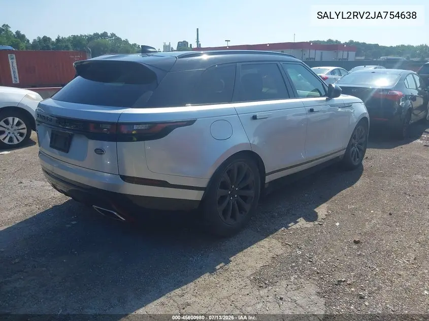 2018 Land Rover Range Rover Velar P380 Se R-Dynamic VIN: SALYL2RV2JA754638 Lot: 45600980