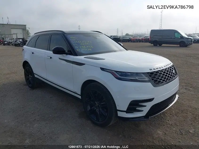2019 Land Rover Range Rover Velar R-Dynamic Se VIN: SALYL2EV9KA786798 Lot: 12661573