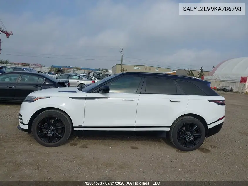 2019 Land Rover Range Rover Velar R-Dynamic Se VIN: SALYL2EV9KA786798 Lot: 12661573