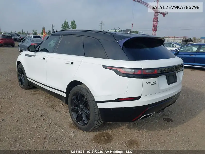 2019 Land Rover Range Rover Velar R-Dynamic Se VIN: SALYL2EV9KA786798 Lot: 12661573