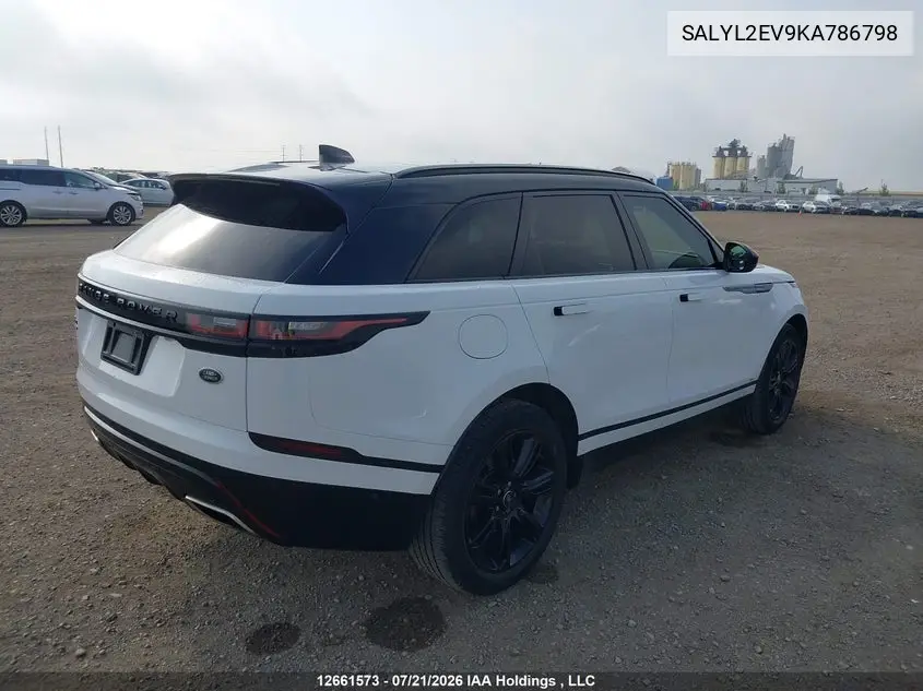 2019 Land Rover Range Rover Velar R-Dynamic Se VIN: SALYL2EV9KA786798 Lot: 12661573