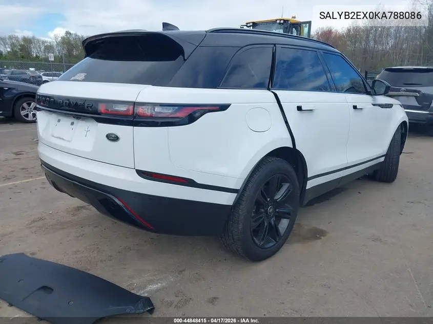 2019 Land Rover Range Rover Velar P250 S VIN: SALYB2EX0KA788086 Lot: 44848415