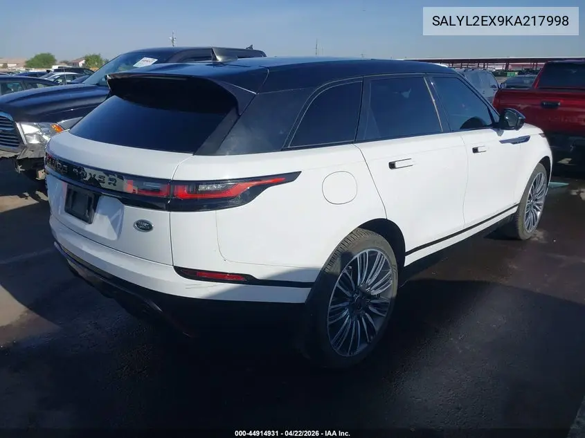 2019 Land Rover Range Rover Velar P250 R-Dynamic Se VIN: SALYL2EX9KA217998 Lot: 44914931