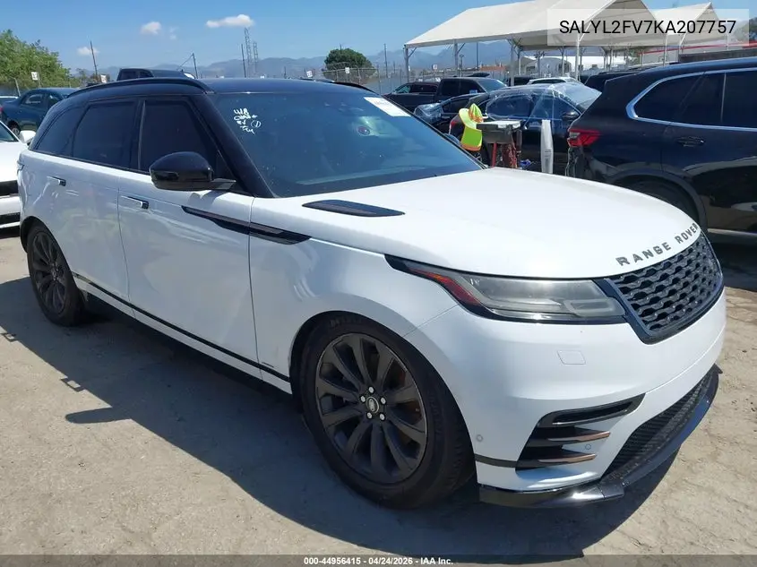 2019 Land Rover Range Rover Velar P340 R-Dynamic Se/P380 R-Dynamic Se VIN: SALYL2FV7KA207757 Lot: 44956415