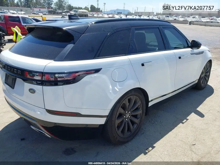 2019 Land Rover Range Rover Velar P340 R-Dynamic Se/P380 R-Dynamic Se VIN: SALYL2FV7KA207757 Lot: 44956415